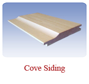 <h1>Cove Siding</h1>
			Also called Novelty siding, this pattern is a great look for exterior siding on camps, cottages, sheds or garages.<br />
			 
      <table summary=" " class="datatable">
        <caption></caption>
        <tr> 
          <th scope="col">Item Code</th> 
          <th scope="col">Nominal Size</th>
          <th scope="col">Actual Coverage</th>
          <th scope="col">Stock Grades</th>
        </tr>
        <tr>          
          <td class="middle">9-6</td>
		  <td class="middle">1 X 6</td>
          <td class="middle">3/4" X 5 1/4"</td>
          <td class="middle">Premium, Cottage</td>
        </tr>
        <tr>
          <td class="middle">9-8</td>
		  <td class="middle">1 X 8</td>
          <td class="middle">3/4" X 7 1/4"</td>
          <td class="middle">Premium, Cottage</td>
        </tr>
		</table><br />
*Custom requests can be special ordered